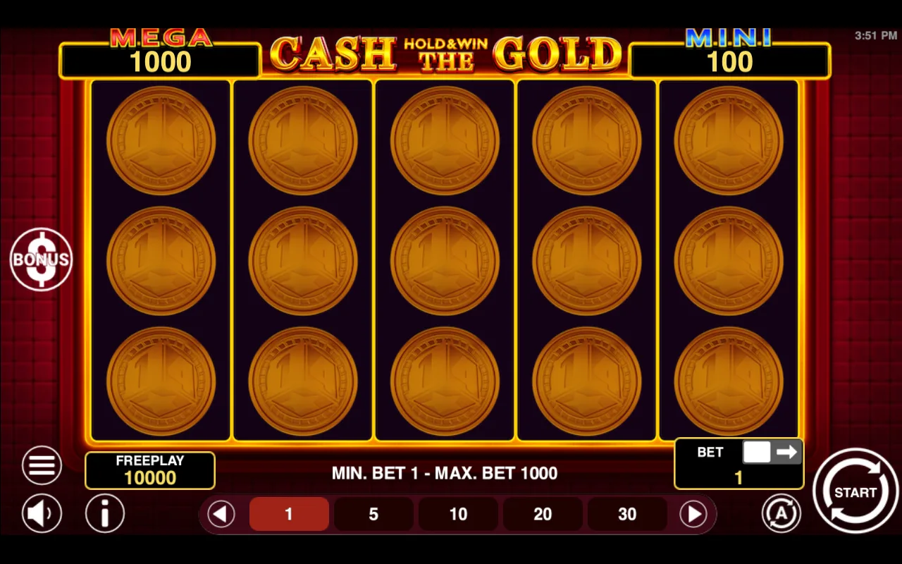 The base game — Cash The Gold Hold And Win