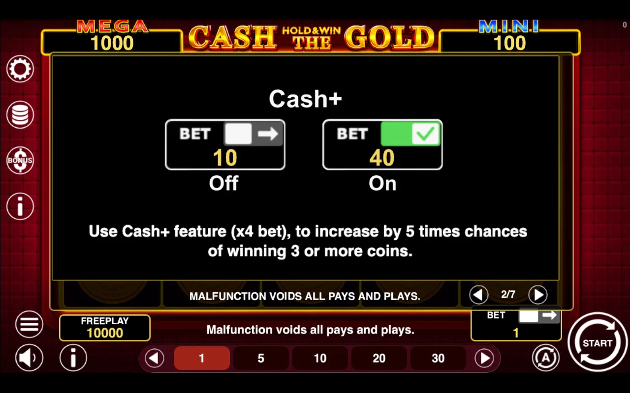 Game rules, page 2 — Cash The Gold Hold And Win