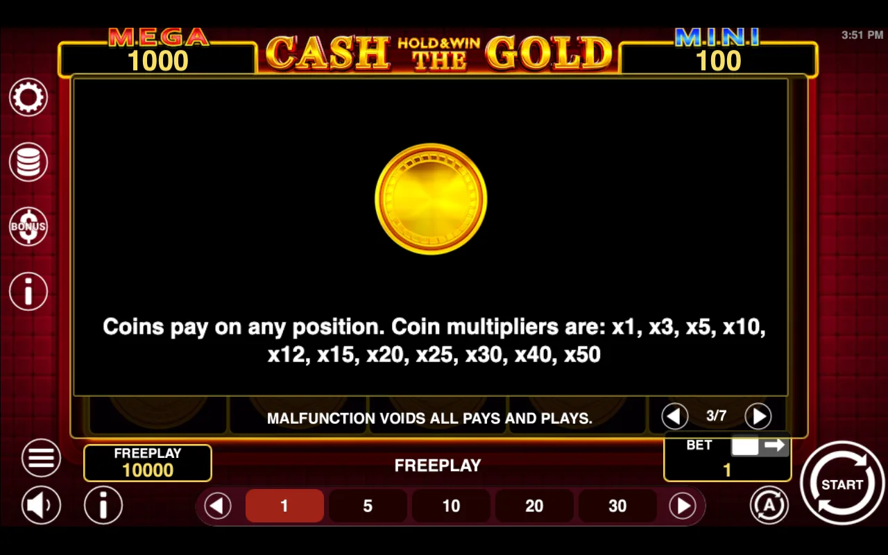 Game rules, page 3 — Cash The Gold Hold And Win