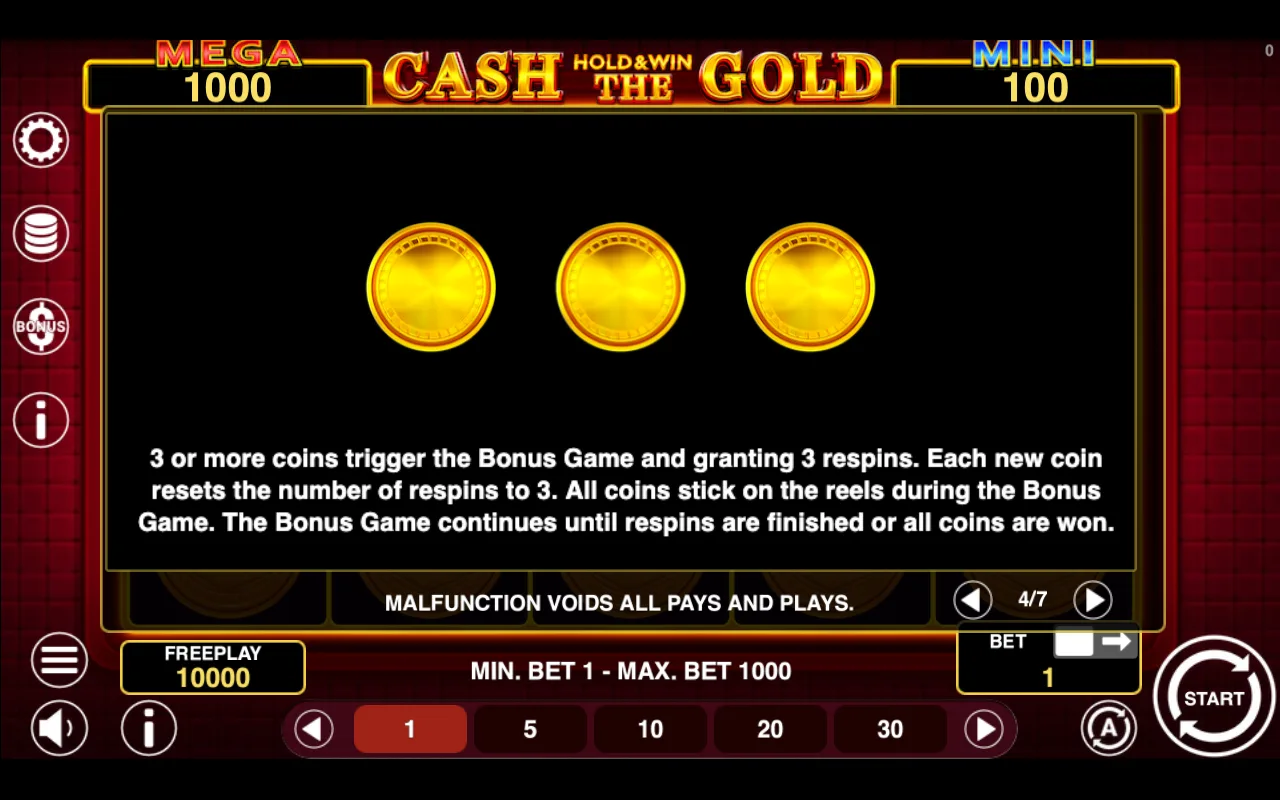 Game rules, page 4 — Cash The Gold Hold And Win