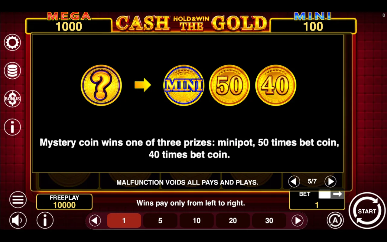 Game rules, page 5 — Cash The Gold Hold And Win