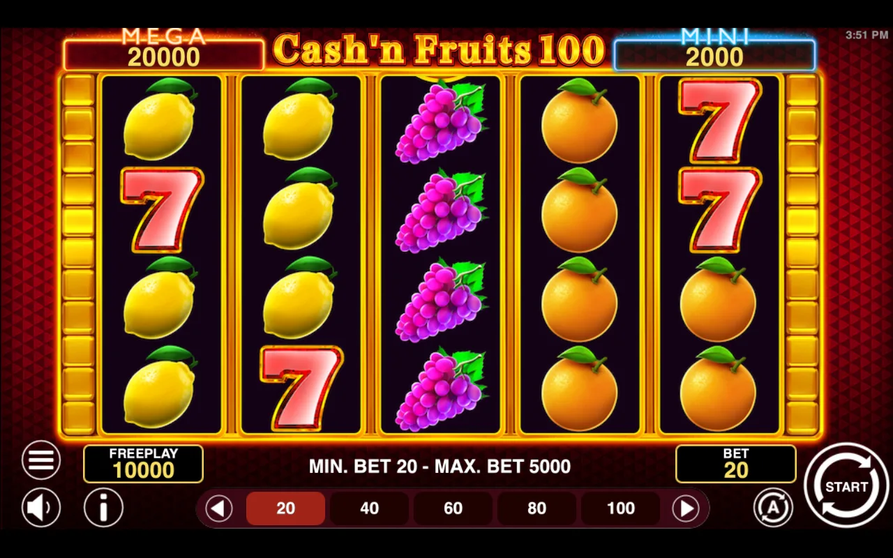 The base game — Cashn Fruits 100 Hold And Win
