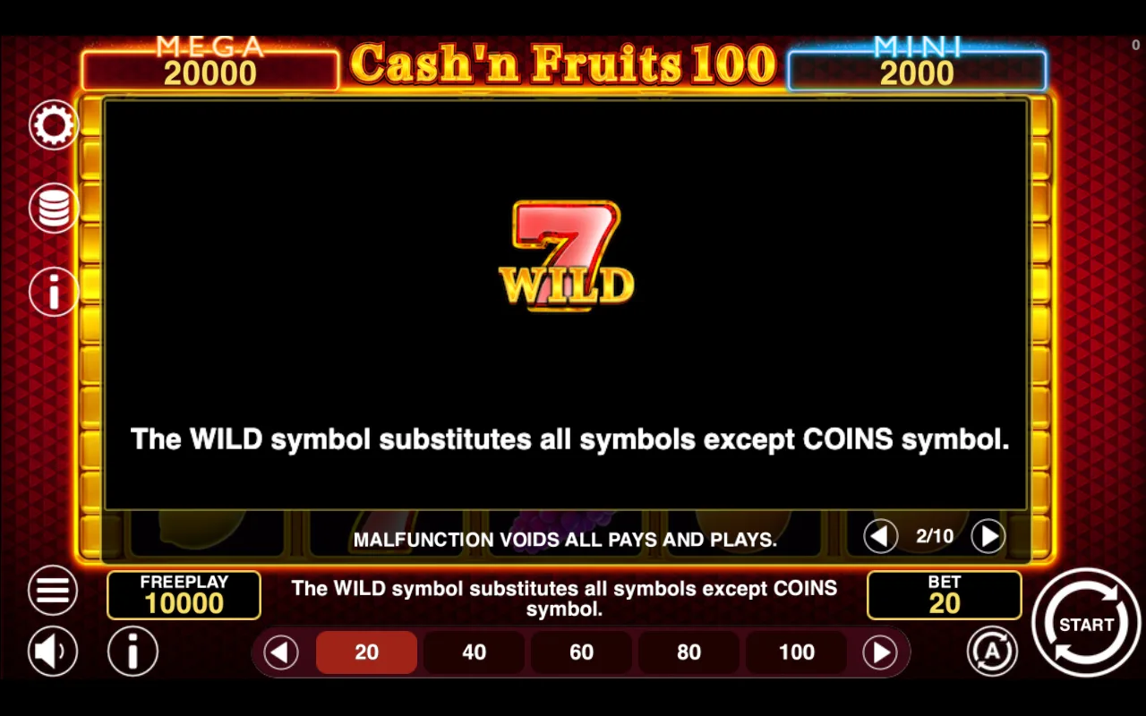 Game rules, page 2 — Cashn Fruits 100 Hold And Win