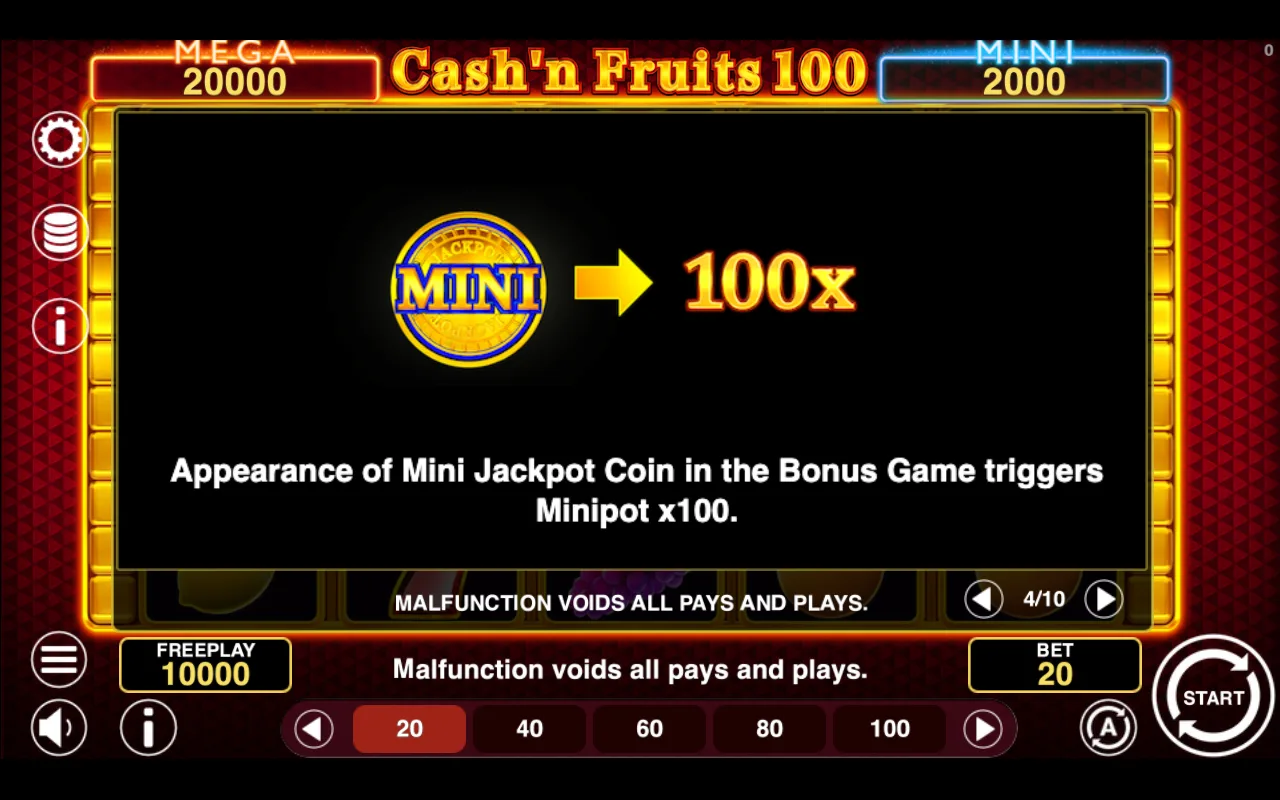 Game rules, page 4 — Cashn Fruits 100 Hold And Win