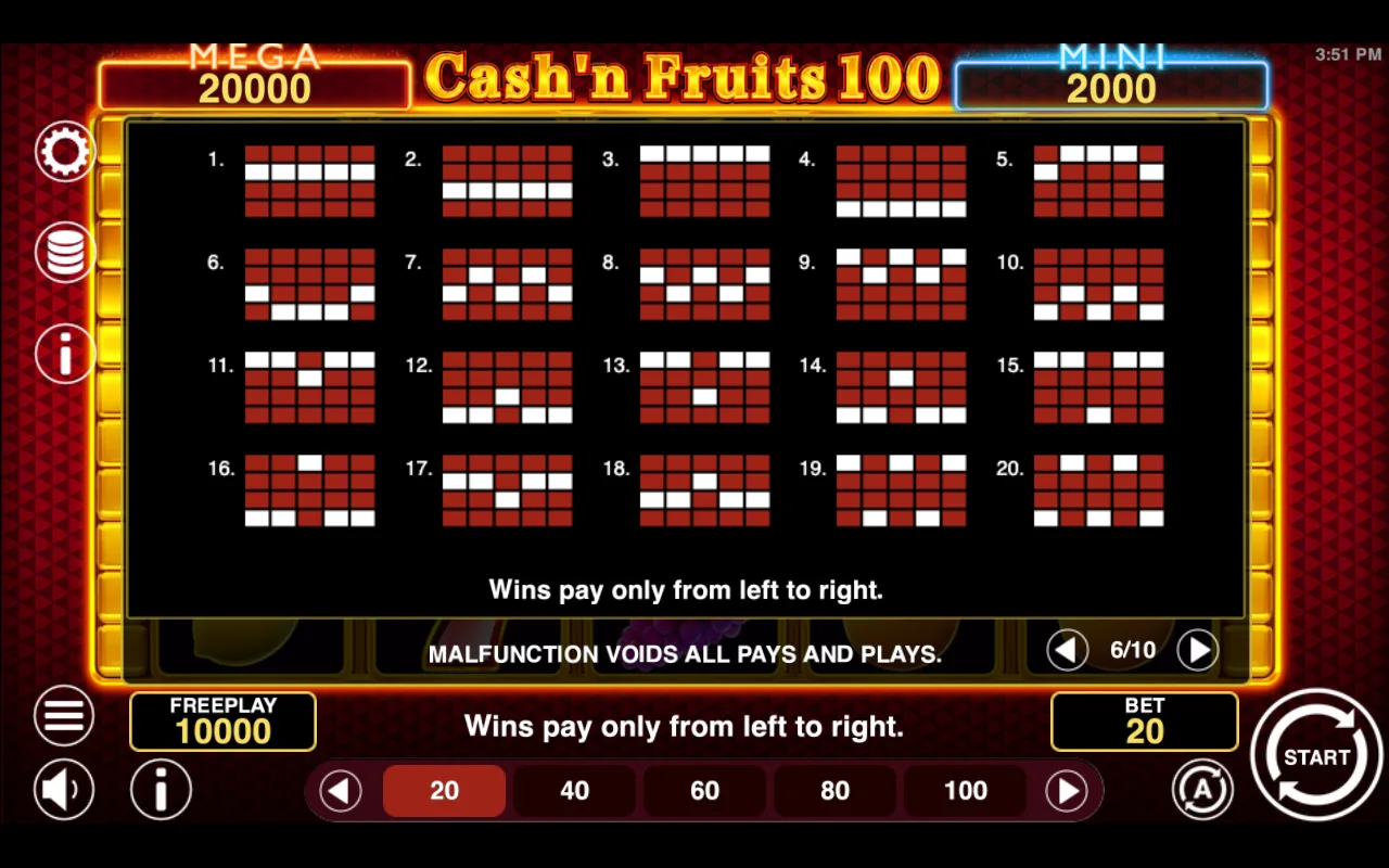 Game rules, page 6 — Cashn Fruits 100 Hold And Win