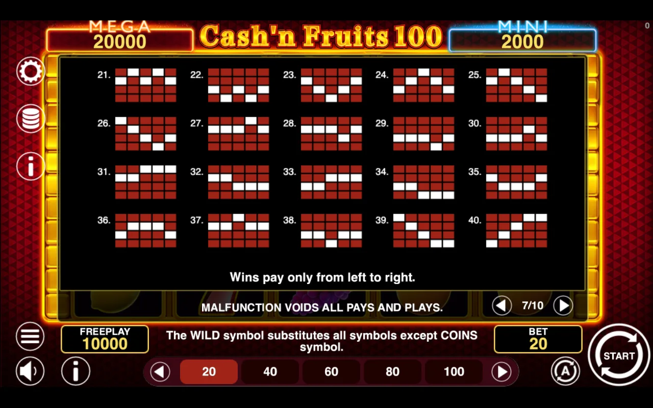 Game rules, page 7 — Cashn Fruits 100 Hold And Win