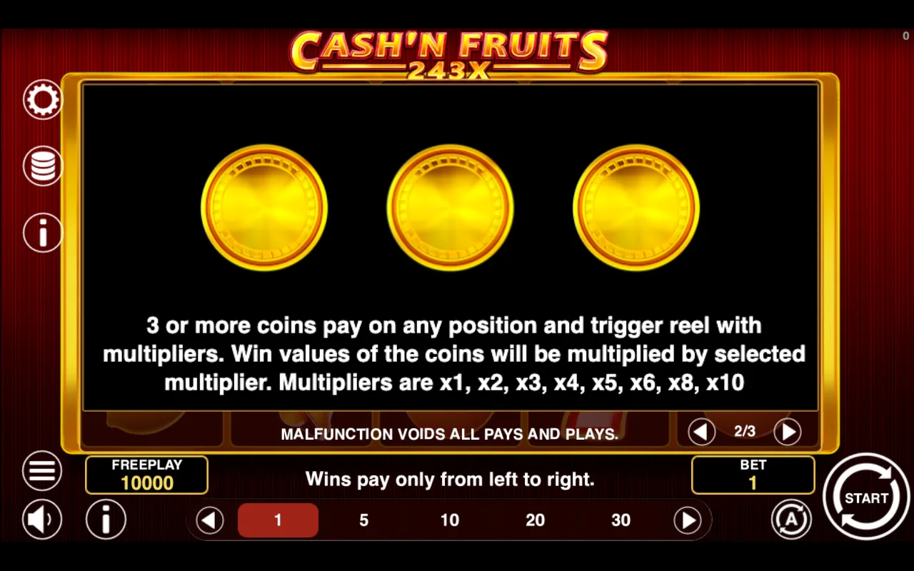 Game rules, page 2 — Cashn Fruits 243 x