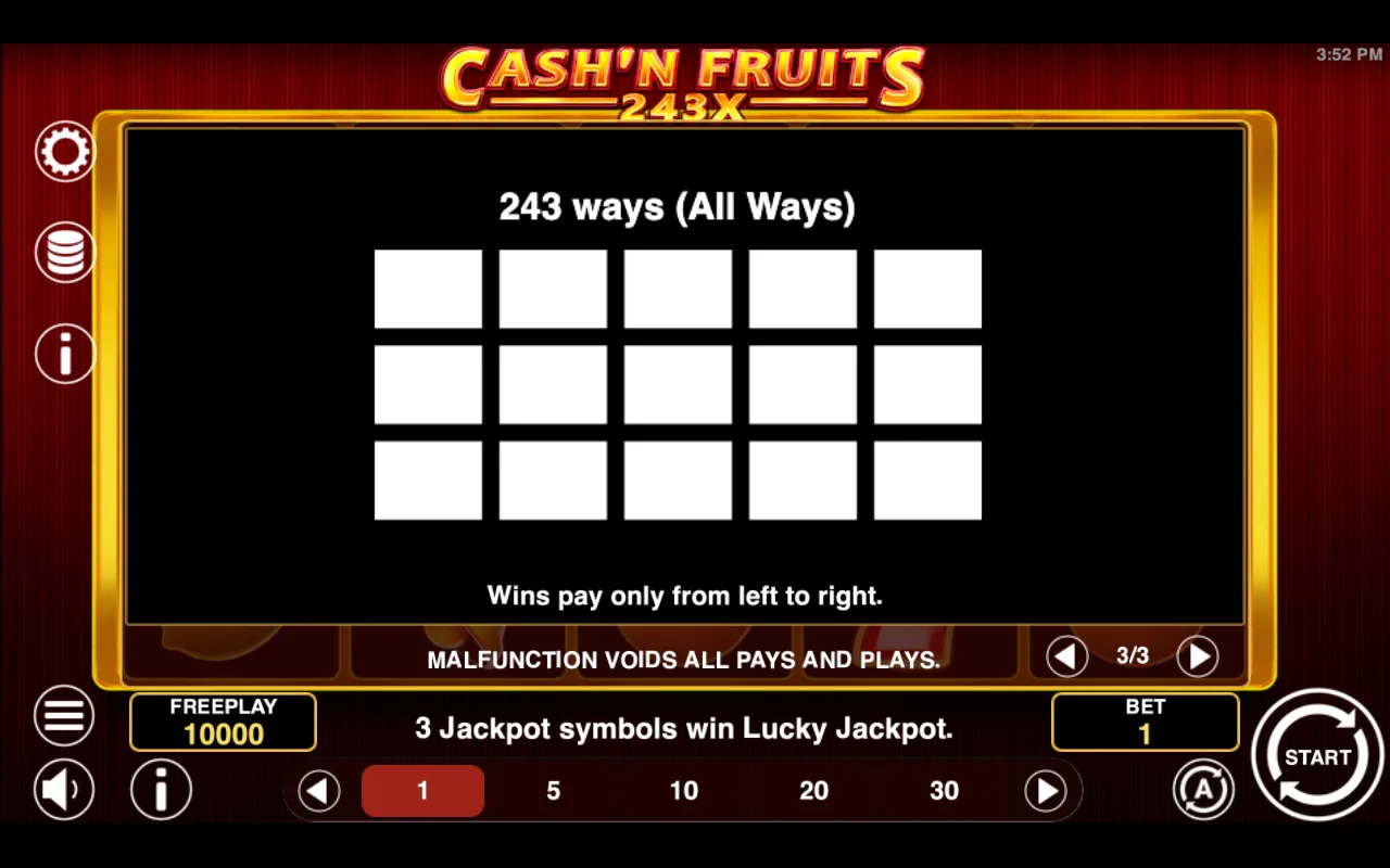 Game rules, page 3 — Cashn Fruits 243 x