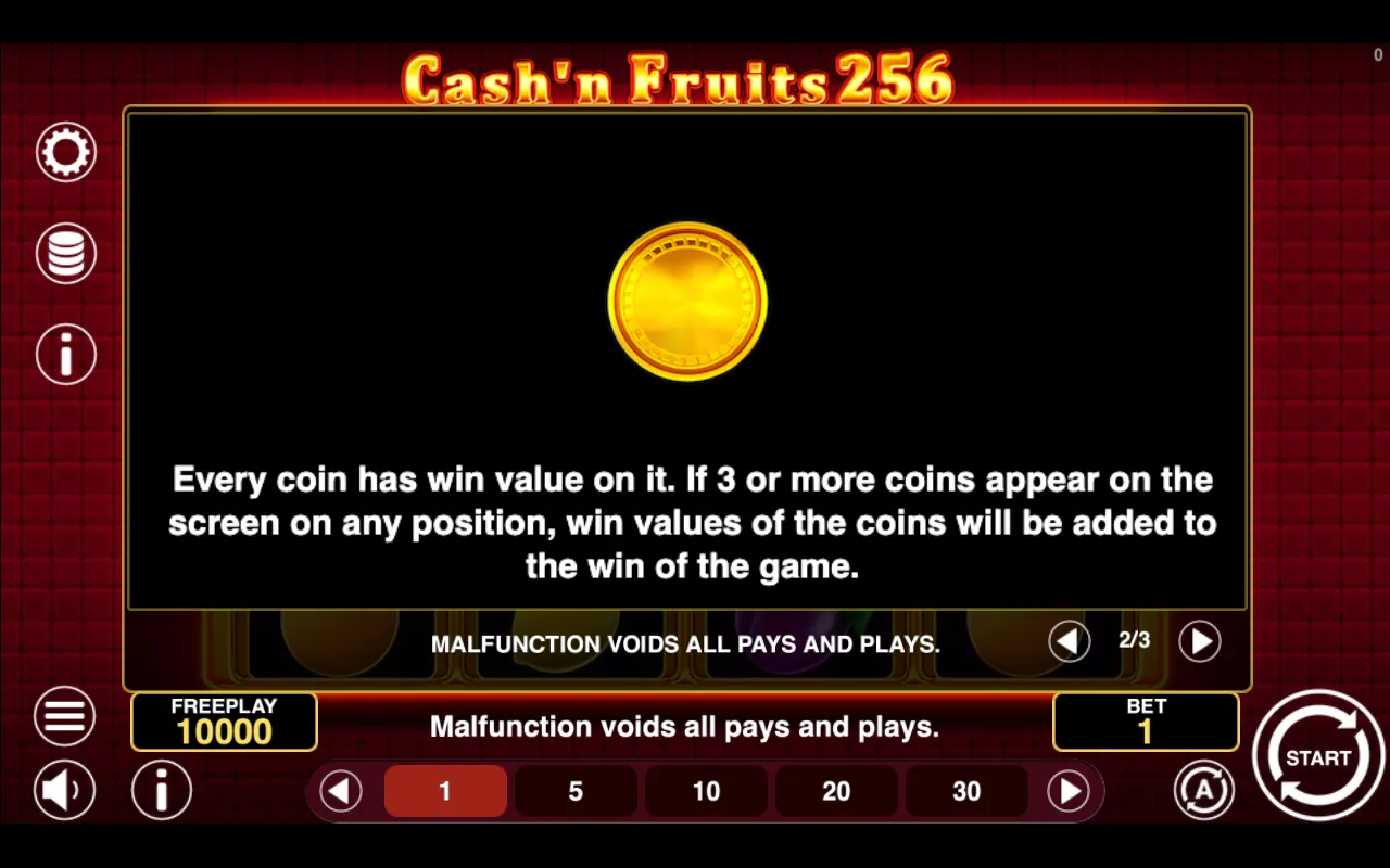 Game rules, page 2 — Cashn Fruits 256