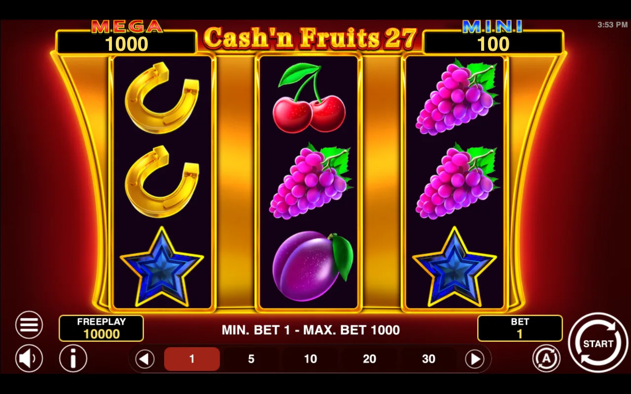 The base game — Cashn Fruits 27 Hold And Win