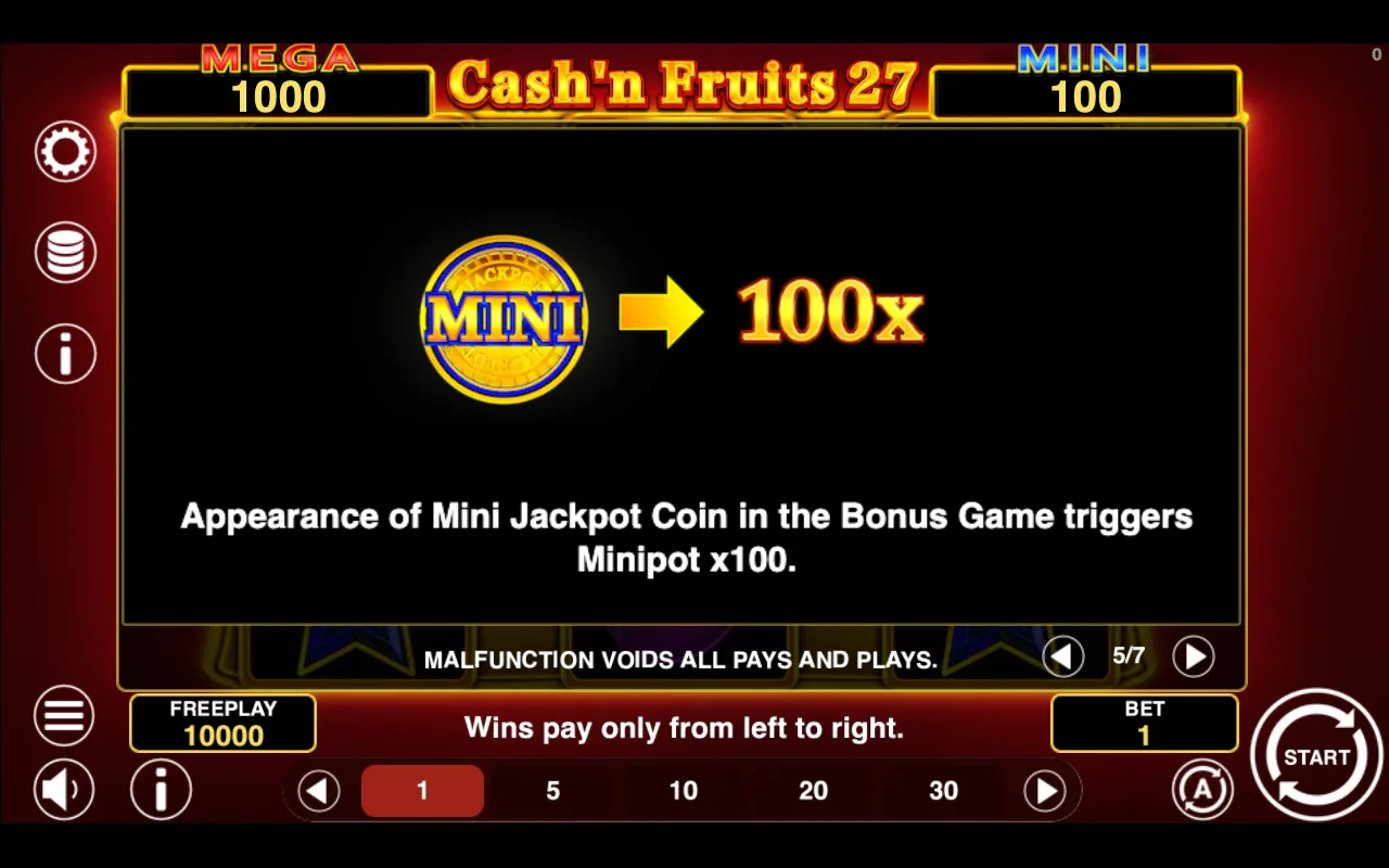Game rules, page 5 — Cashn Fruits 27 Hold And Win