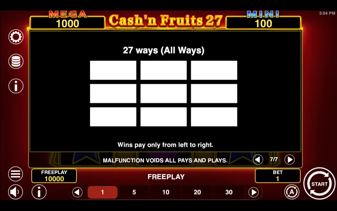Game rules, page 7 — Cashn Fruits 27 Hold And Win