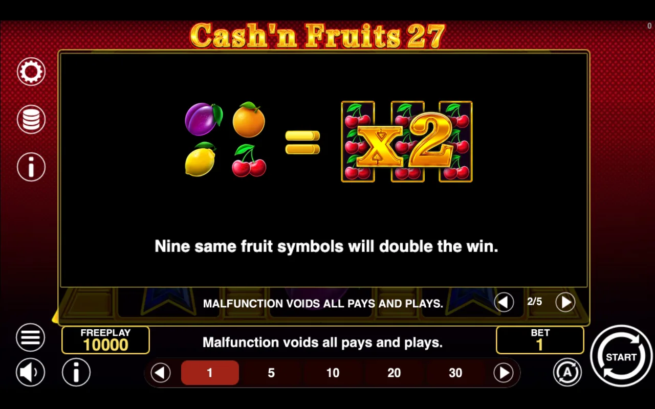 Game rules, page 2 — Cashn Fruits 27