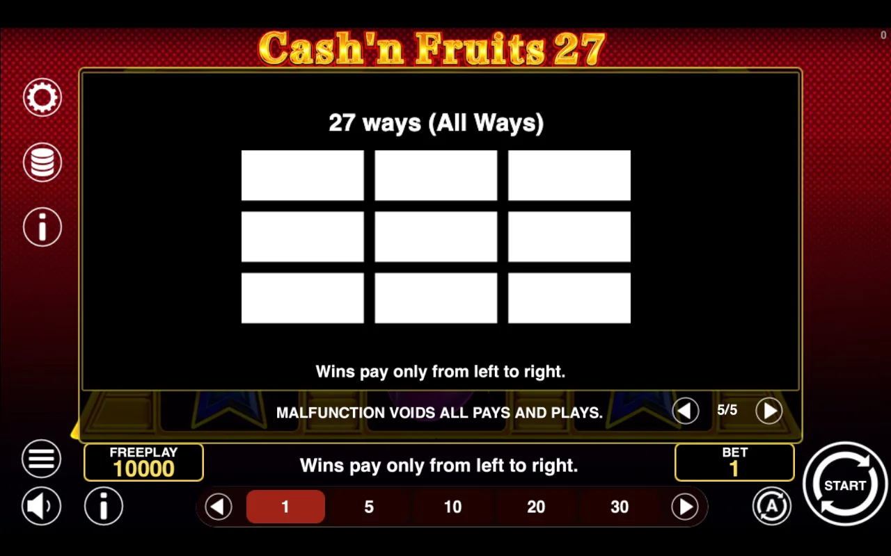 Game rules, page 5 — Cashn Fruits 27