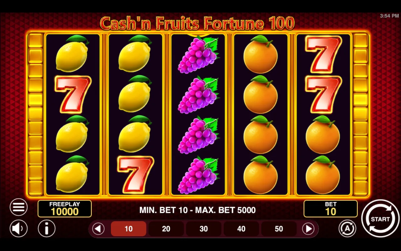 The base game — Cashn Fruits Fortune 100