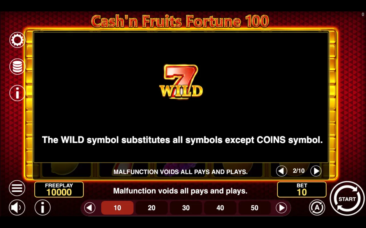 Game rules, page 2 — Cashn Fruits Fortune 100