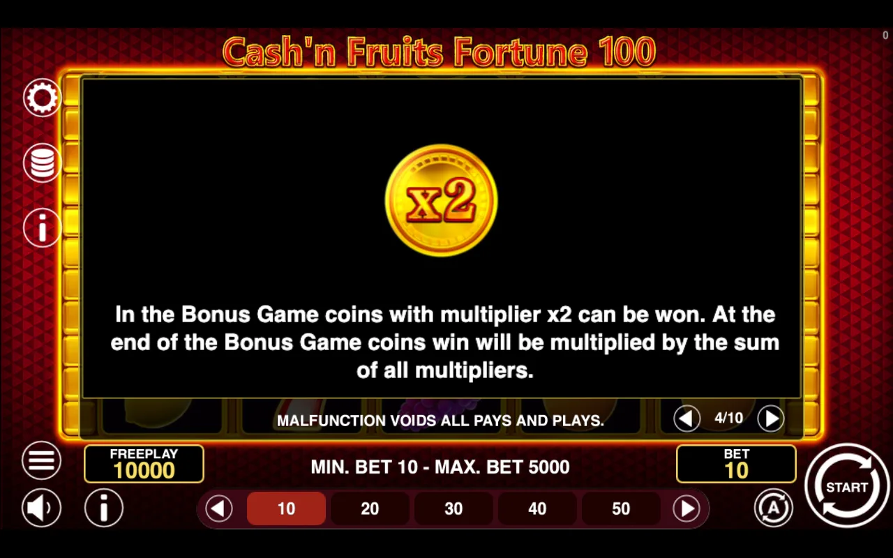 Game rules, page 4 — Cashn Fruits Fortune 100
