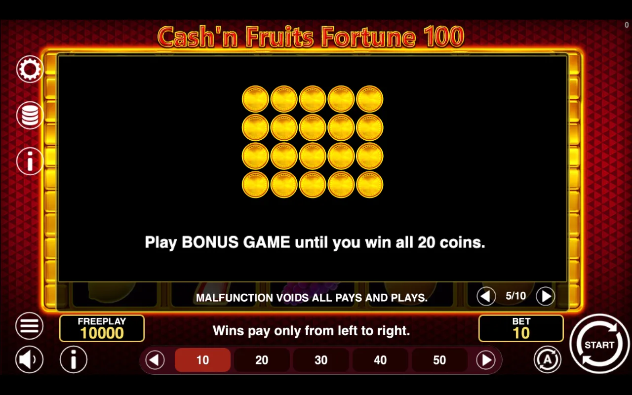 Game rules, page 5 — Cashn Fruits Fortune 100