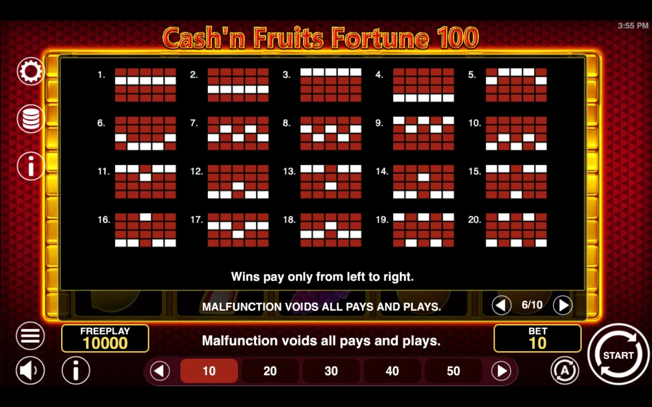 Game rules, page 6 — Cashn Fruits Fortune 100