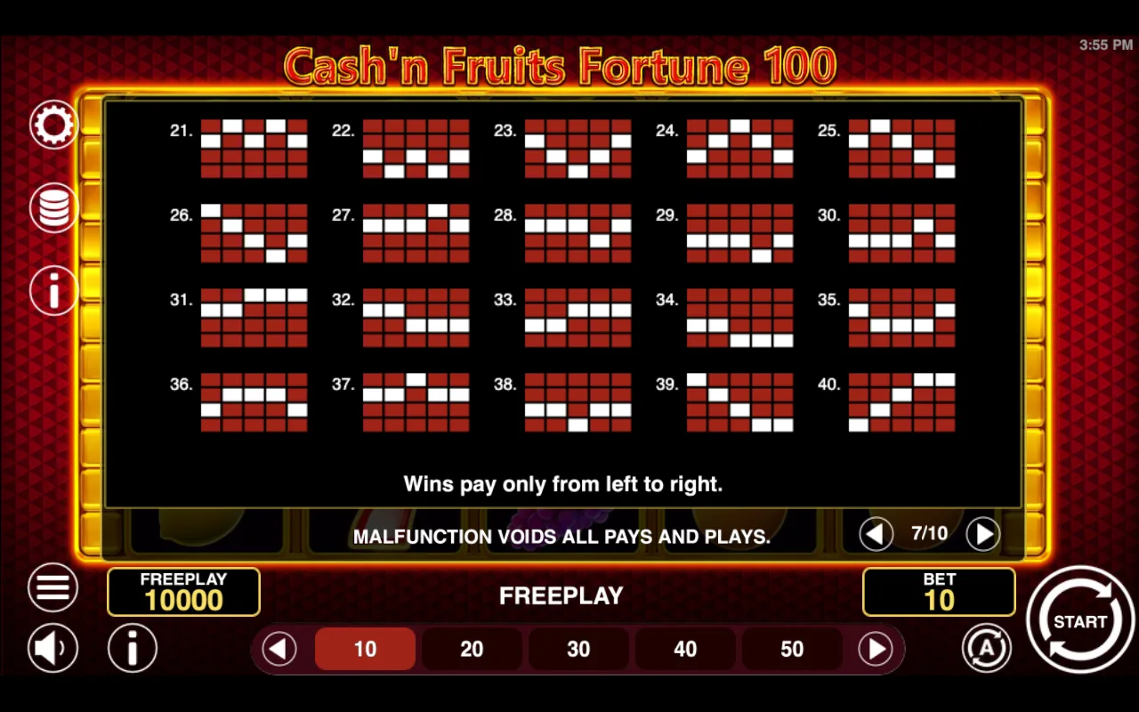 Game rules, page 7 — Cashn Fruits Fortune 100