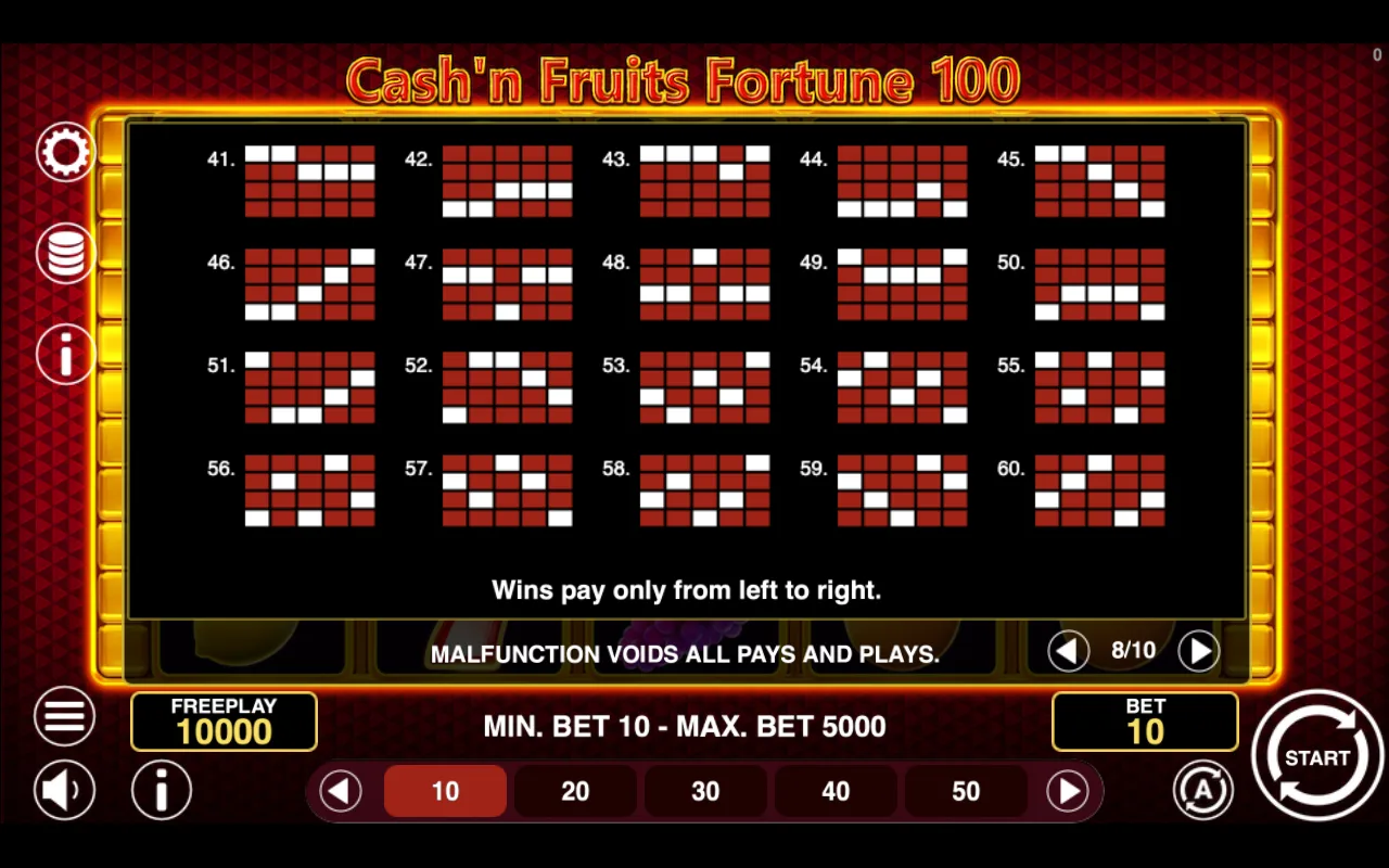 Game rules, page 8 — Cashn Fruits Fortune 100