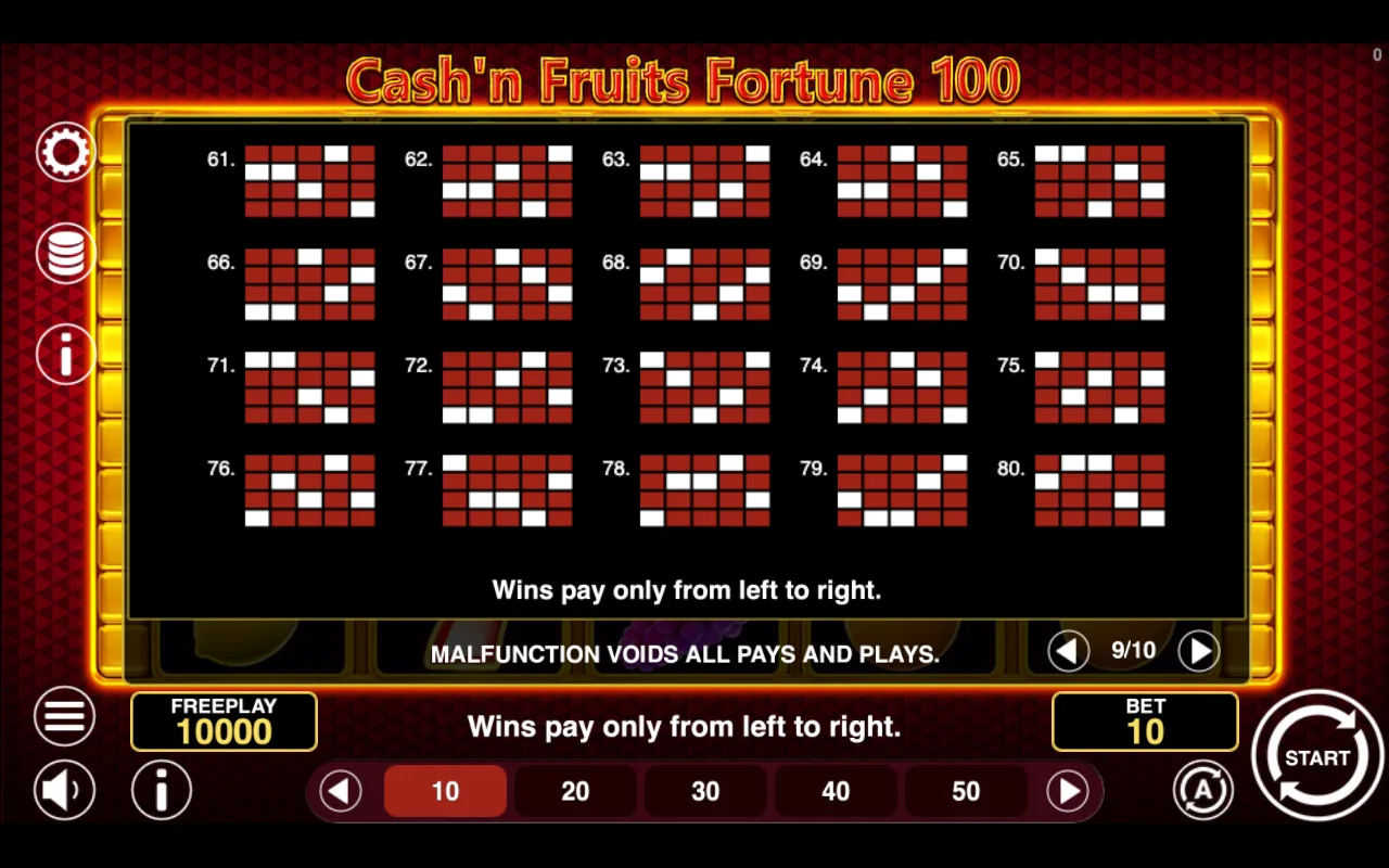 Game rules, page 9 — Cashn Fruits Fortune 100
