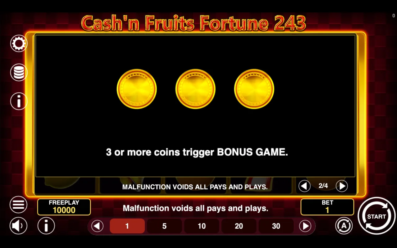 Game rules, page 2 — Cashn Fruits Fortune 243
