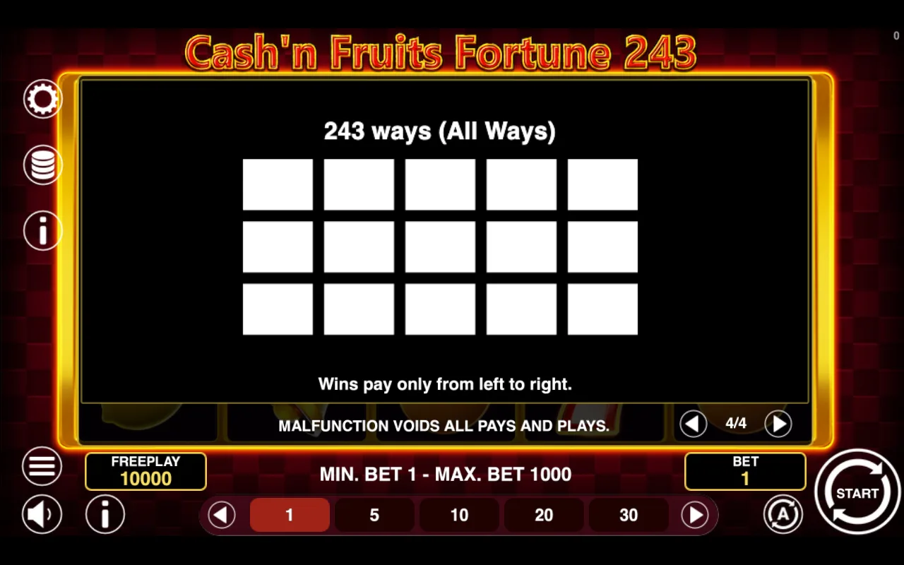 Game rules, page 4 — Cashn Fruits Fortune 243