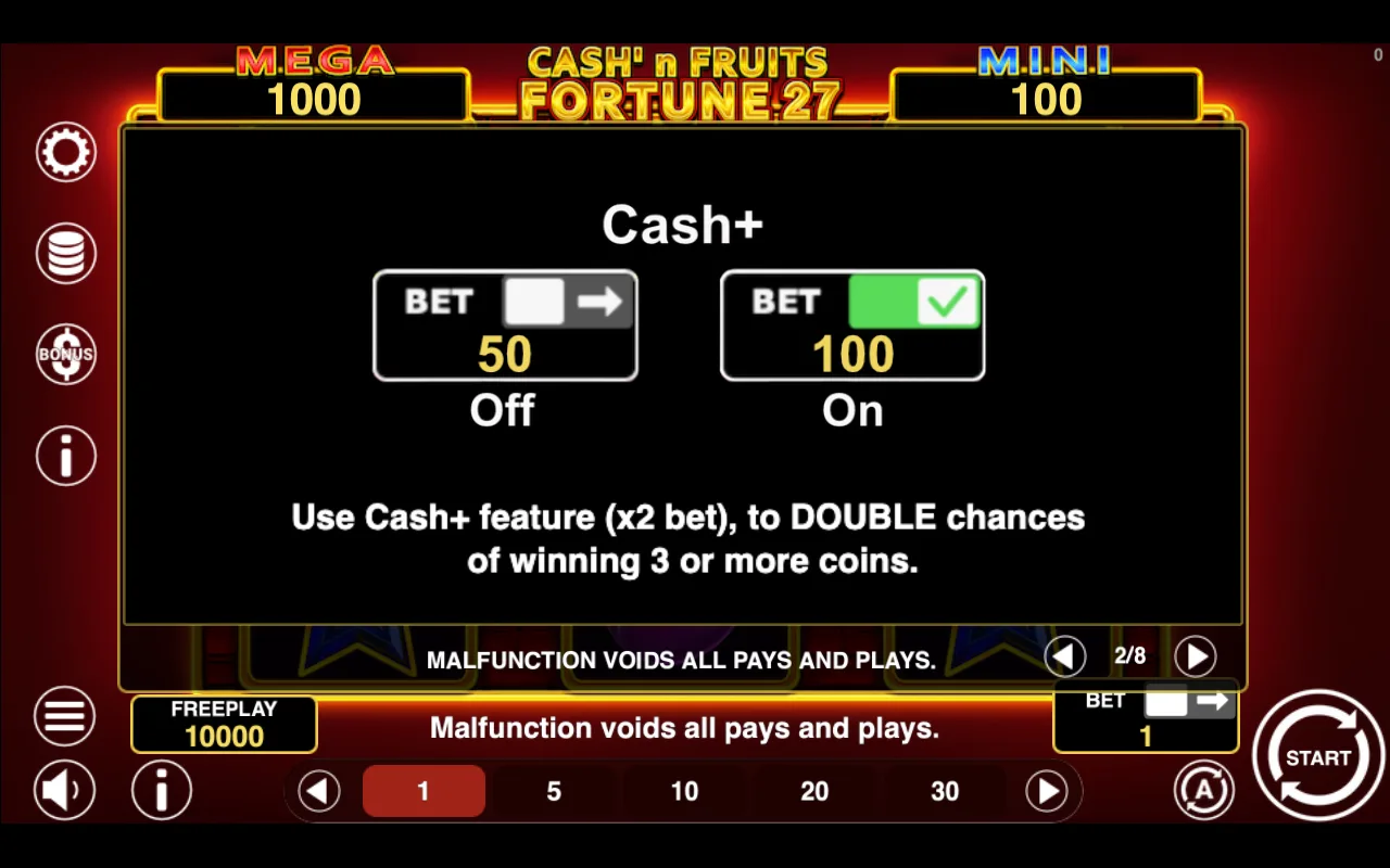 Game rules, page 2 — Cashn Fruits Fortune 27