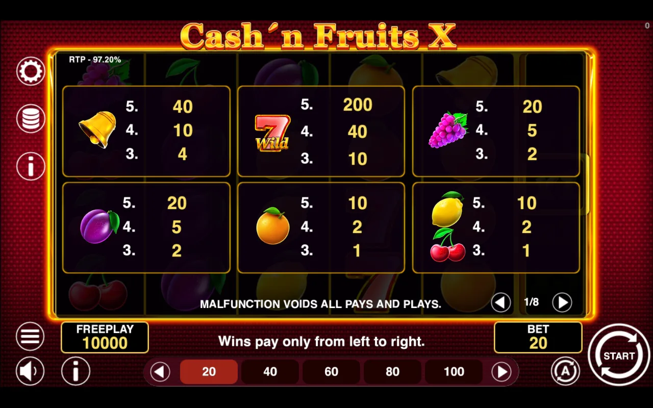 Game rules, page 1 — Cashn Fruits x