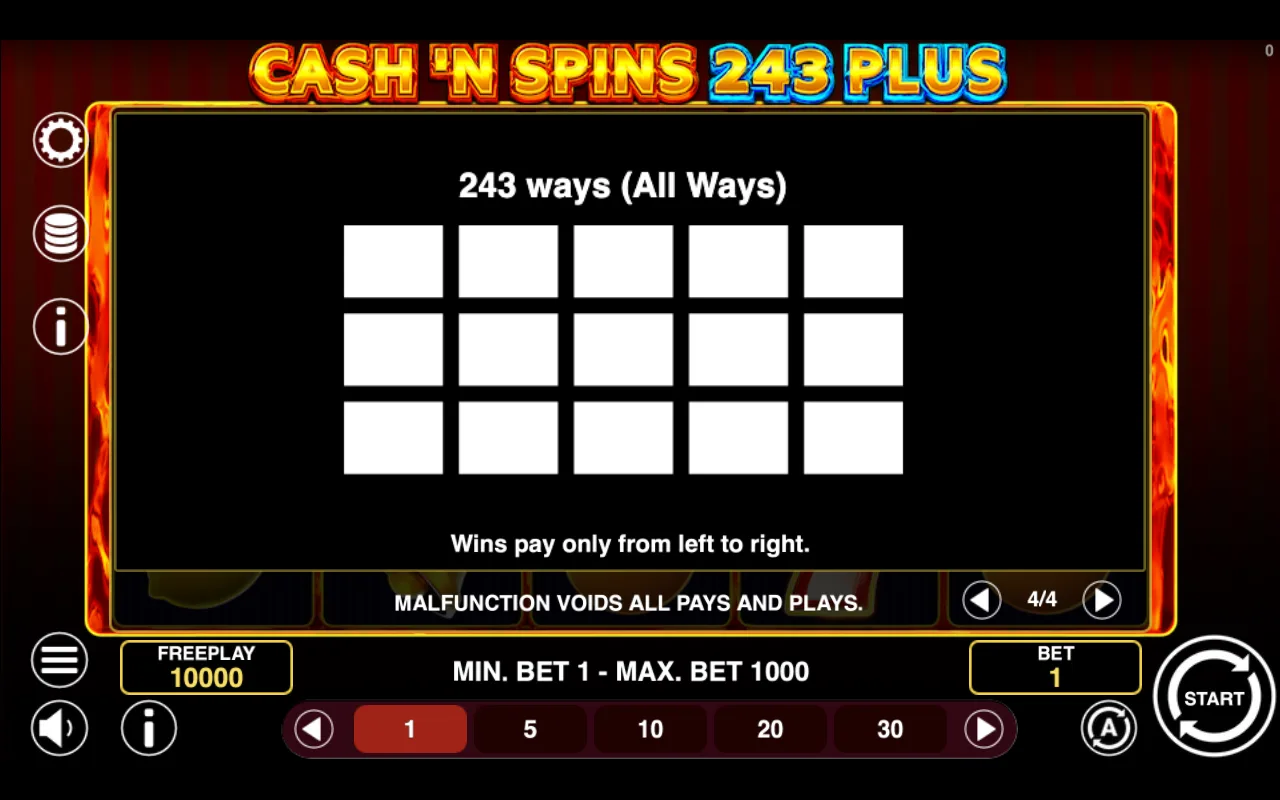 Game rules, page 4 — Cashn Spins 243 Plus