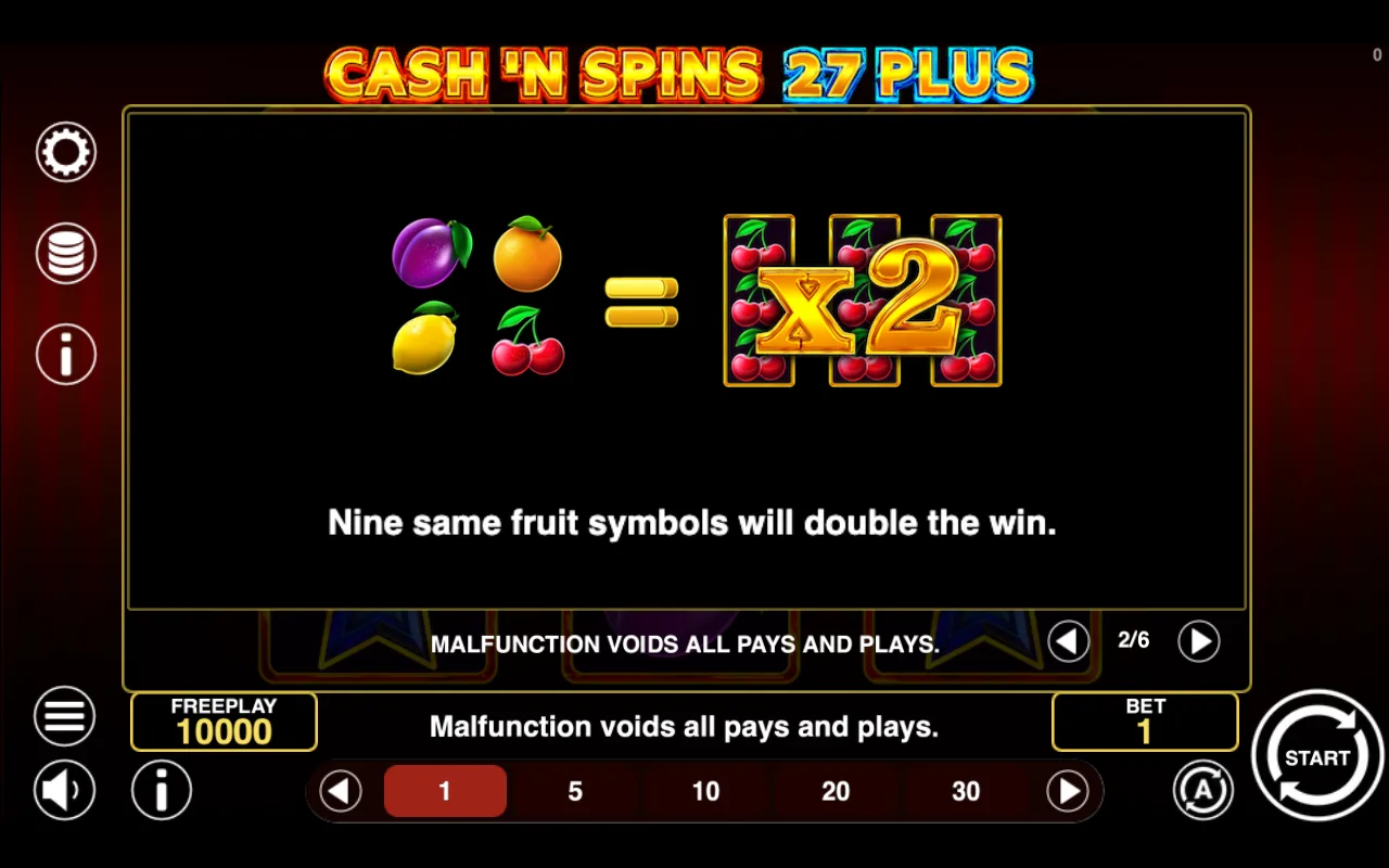 Game rules, page 2 — Cashn Spins 27 Plus