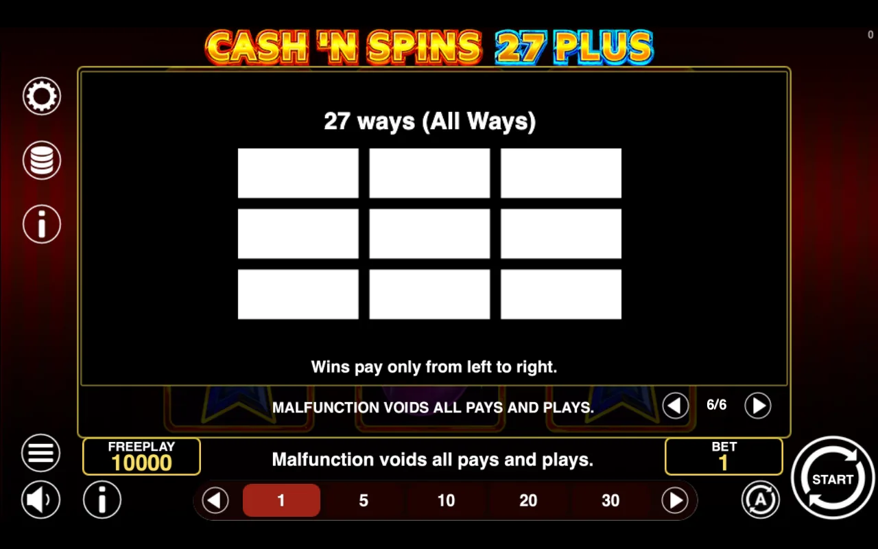 Game rules, page 6 — Cashn Spins 27 Plus