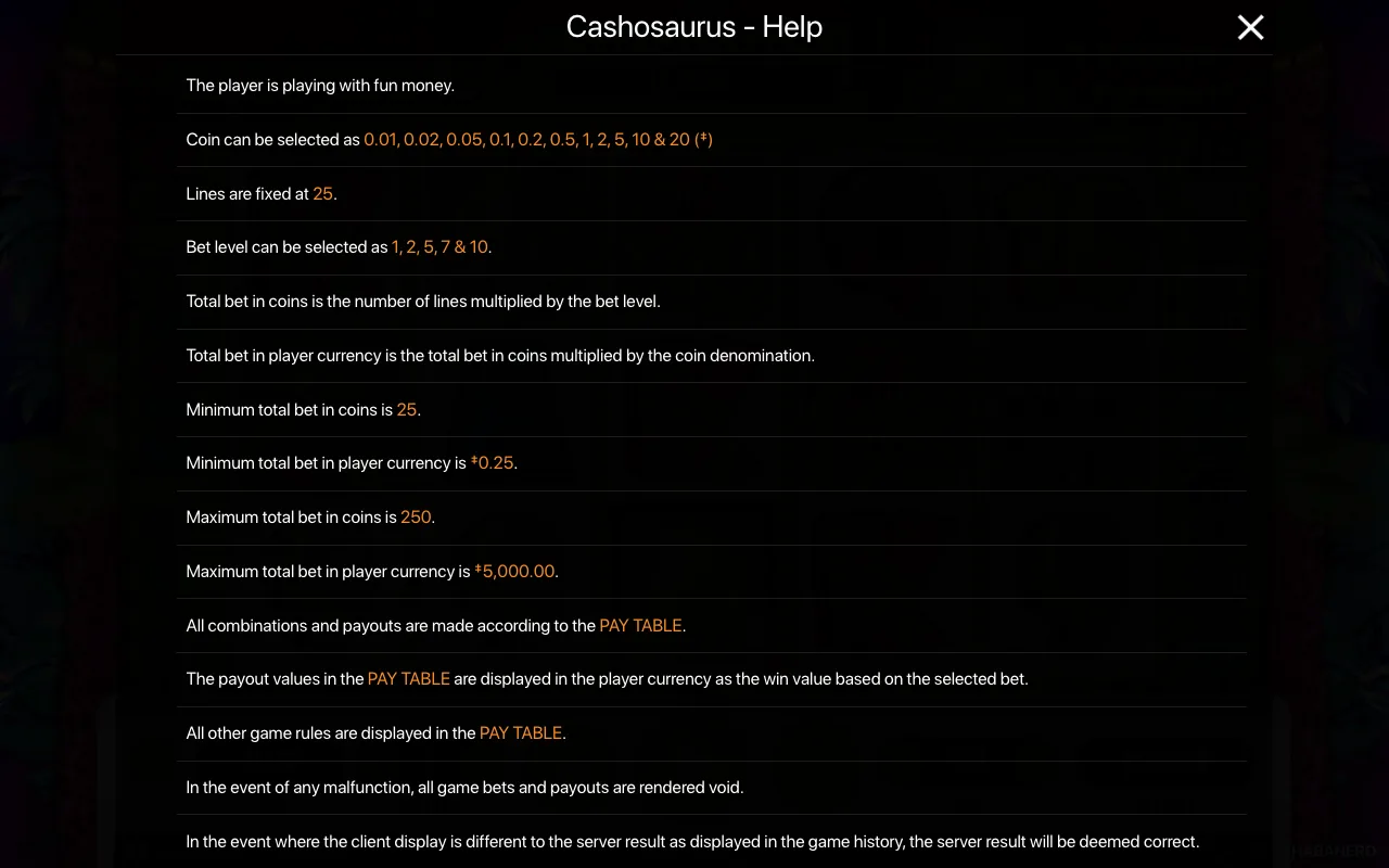 Game rules, page 1 — Cashosaurus