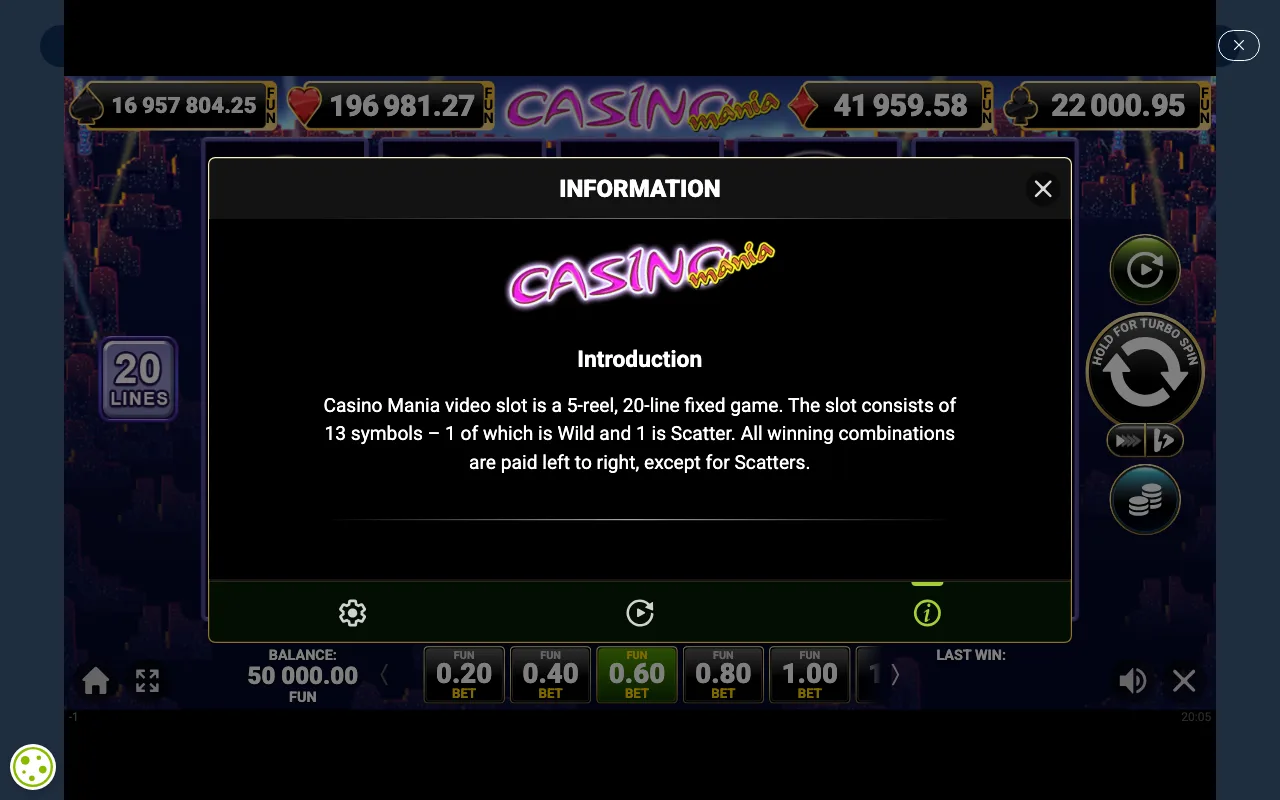 Game rules, page 1 — Casino Mania