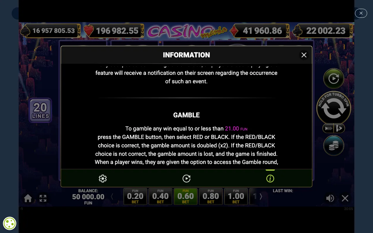 Game rules, page 5 — Casino Mania