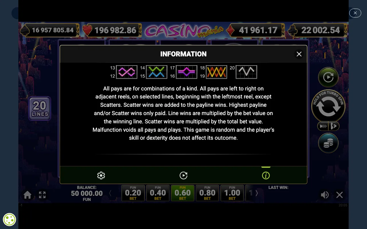 Game rules, page 6 — Casino Mania