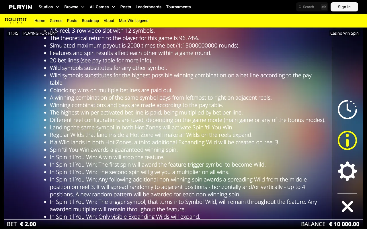 Game rules, page 3 — Casino Win Spin