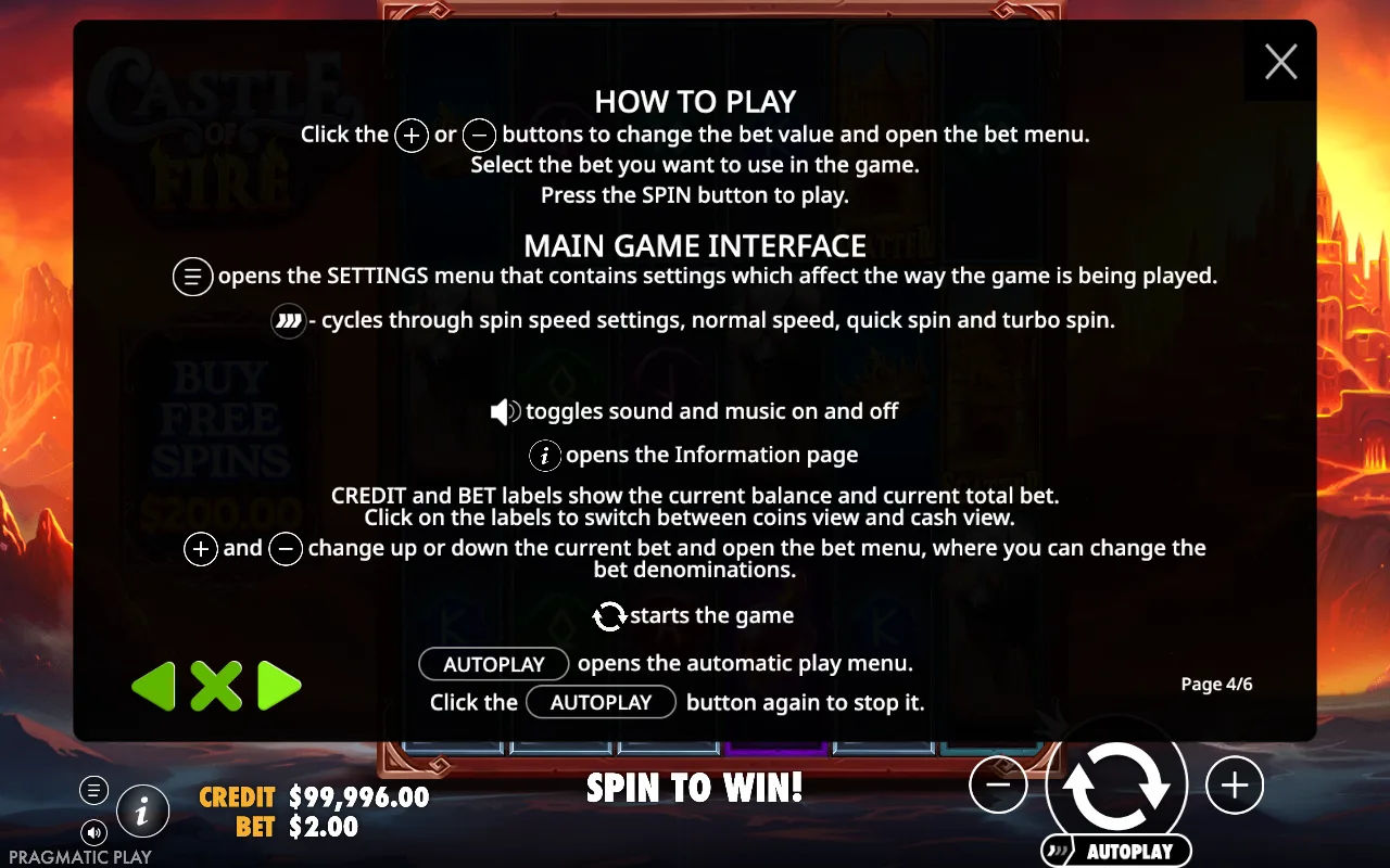 How to play — Castle of Fire