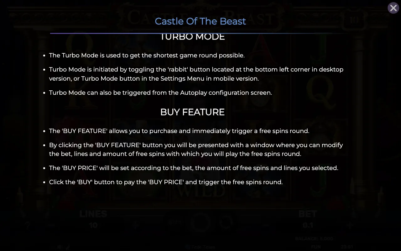 Buy feature — Castle of The Beast