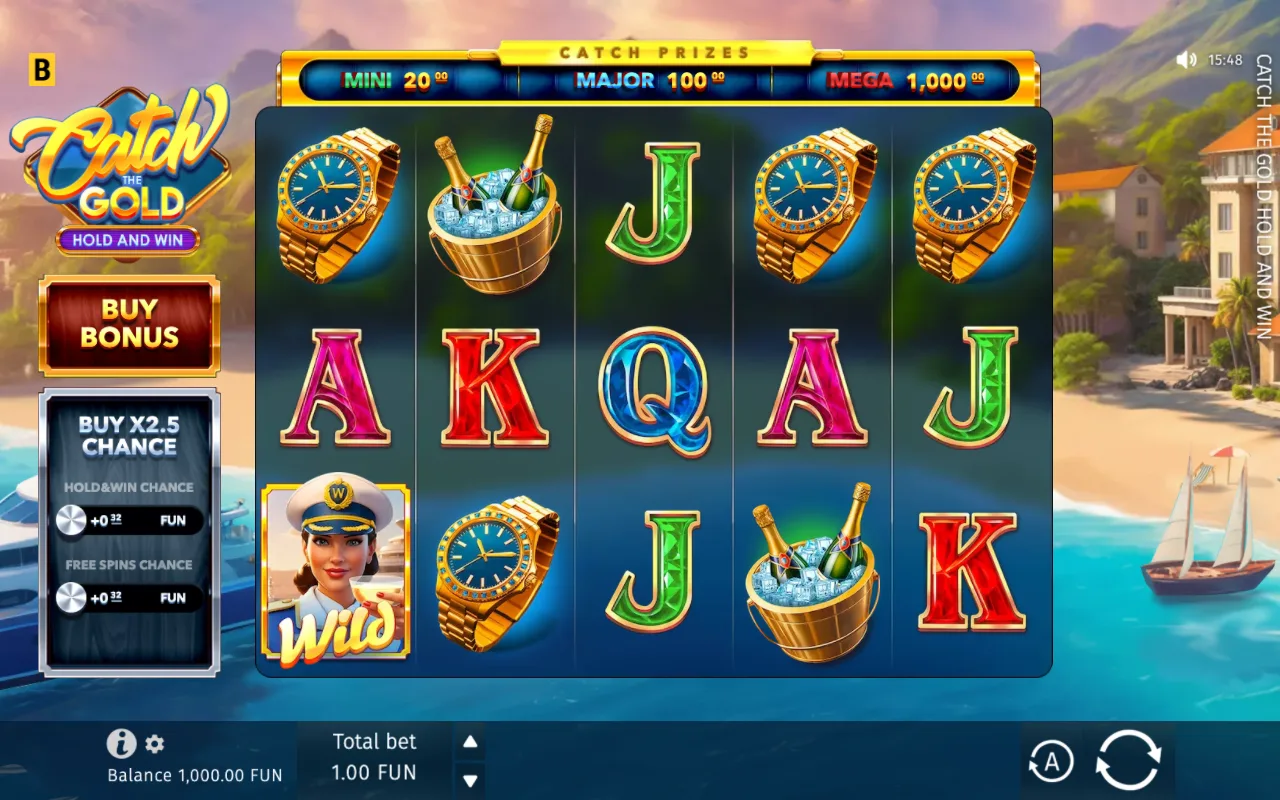The base game — Catch the Gold Hold and Win