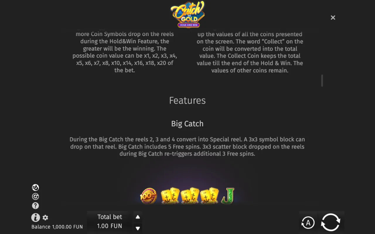 Game rules, page 3 — Catch the Gold Hold and Win