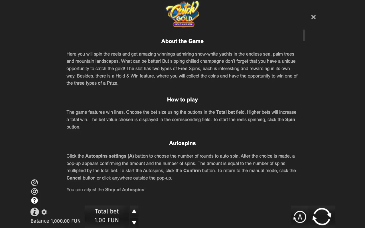 Game rules, page 6 — Catch the Gold Hold and Win