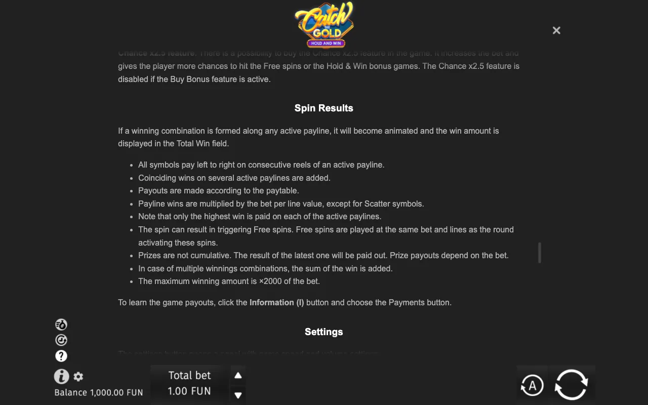 Game rules, page 9 — Catch the Gold Hold and Win