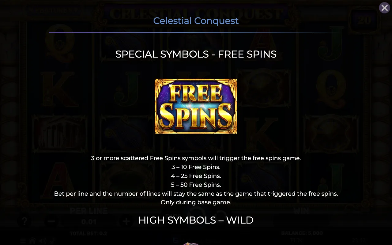 Special symbols - free spins — Celestial Conquest