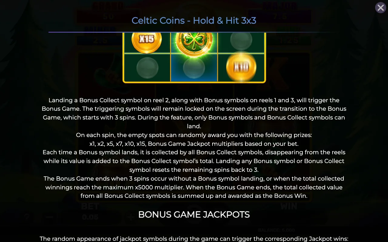 Game rules, page 2 — Celtic Coins Holdhit 3x3