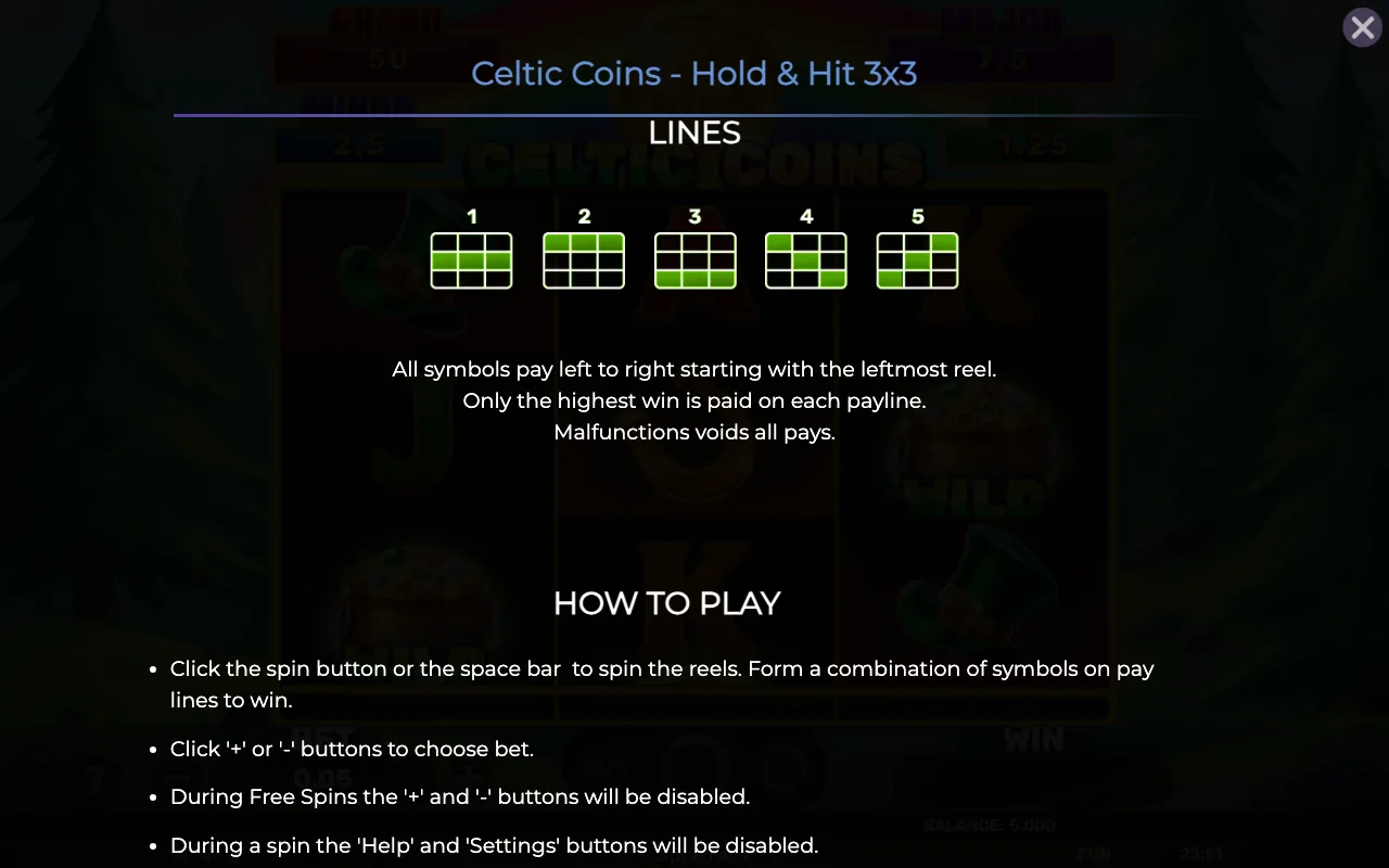 Lines — Celtic Coins Holdhit 3x3