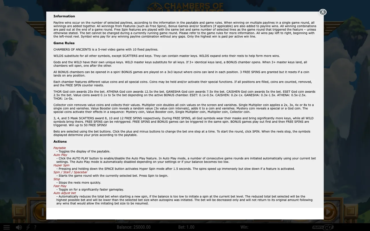 Game rules, page 2 — Chambers of Ancients