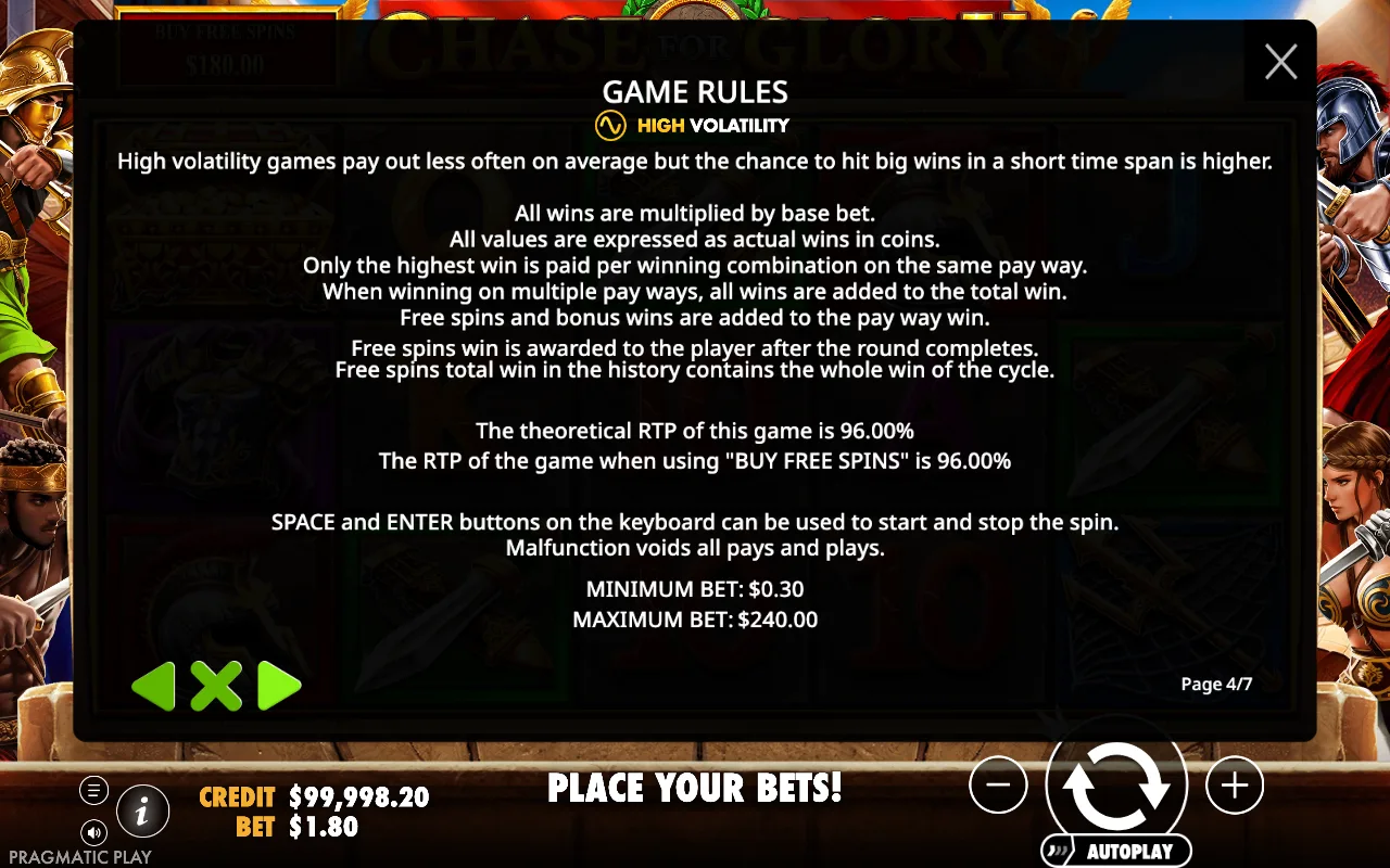 Game rules — Chase for Glory