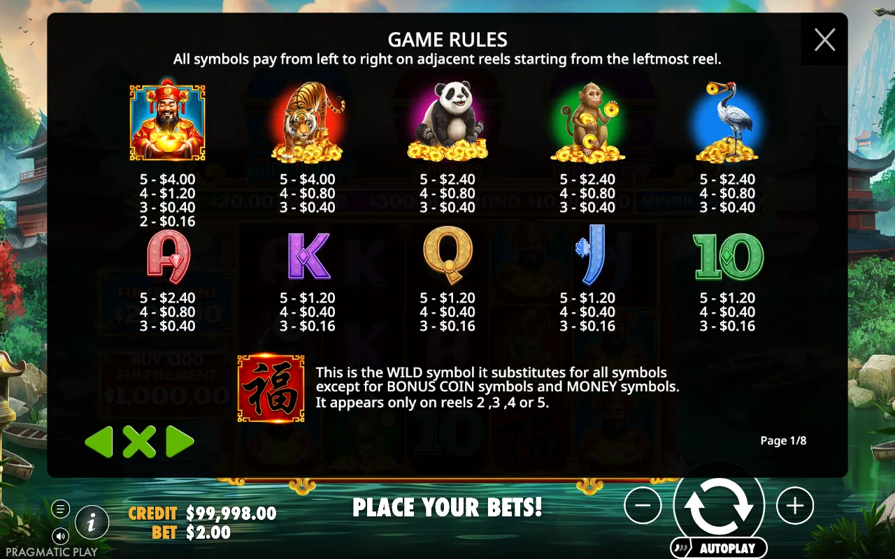 Game rules, page 1 — Chests of Cai Shen 2
